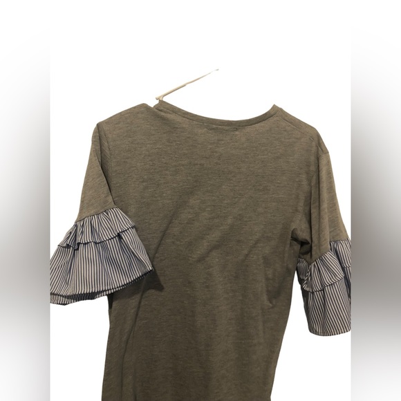 L NV size medium tshirt dress in gray with blue cuffs - Picture 5 of 9